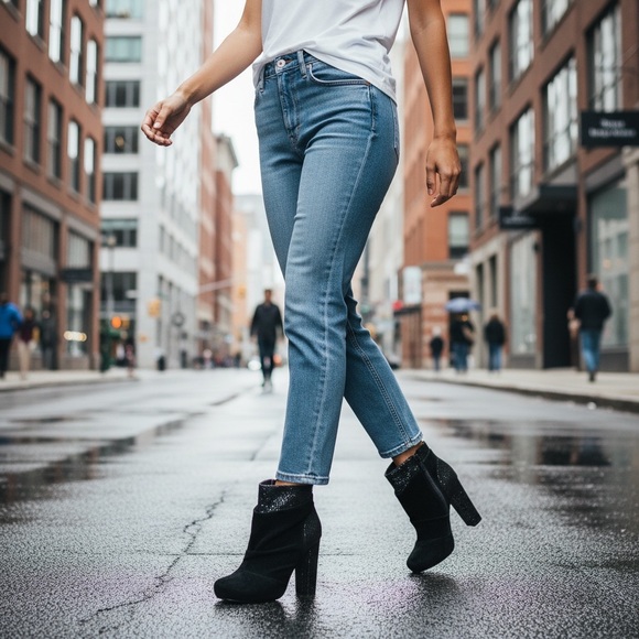 Michael Antonio Black and Silver Ankle Boots - Picture 2 of 9